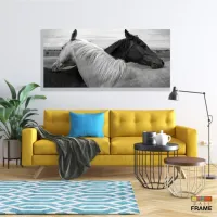 Quadros Decorativos Cavalo Preto e branco em Tecido Canvas 130x60 - Foto 7