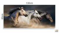 Quadros Decorativos Cavalos Country Sala em Tecido Canvas 130x60 - Foto 3