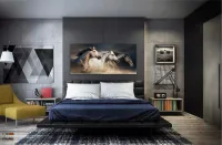 Quadros Decorativos Cavalos Country Sala em Tecido Canvas 130x60 - Foto 4