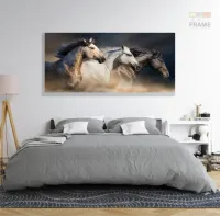 Quadros Decorativos Cavalos Country Sala em Tecido Canvas 130x60 - Foto 6