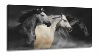 Quadros Decorativos Cavalos Fazenda  em Tecido Canvas 130x60