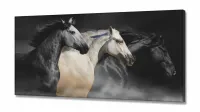 Quadros Decorativos Cavalos Fazenda  em Tecido Canvas 130x60 - Foto 2