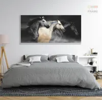 Quadros Decorativos Cavalos Fazenda  em Tecido Canvas 130x60 - Foto 6
