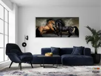 Quadros Decorativos Cavalos Marrom em Tecido Canvas 130x60 - Foto 5