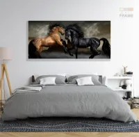 Quadros Decorativos Cavalos Marrom em Tecido Canvas 130x60 - Foto 6