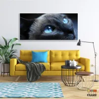 Quadros Decorativos Gato Olho Azul em Tecido Canvas 130x60 - Foto 7