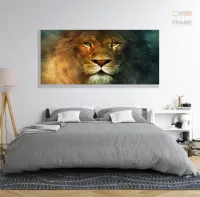 Quadros Decorativos Leão de Judá Animal Sala Quarto em Tecido Canvas 130x60 - Foto 6