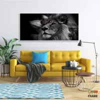 Quadros Decorativos Leão Preto E Branco em Tecido Canvas 130x60 - Foto 7
