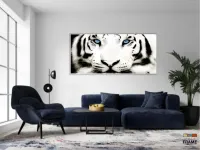 Quadros Decorativos Tigre Branco 120x60 em tecido canvas 130x60 - Foto 5