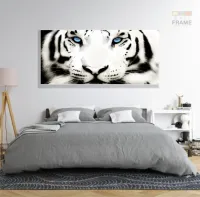 Quadros Decorativos Tigre Branco 120x60 em tecido canvas 130x60 - Foto 6