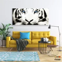 Quadros Decorativos Tigre Branco 120x60 em tecido canvas 130x60 - Foto 7