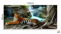 Quadros Decorativos Tigre Cachoeira Hd Quarto Sala em tecido canvas 130x60 - Foto 3