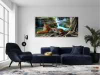Quadros Decorativos Tigre Cachoeira Hd Quarto Sala em tecido canvas 130x60 - Foto 5