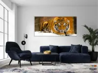 Quadros Decorativos Tigre Neve em tecido canvas 130x60 - Foto 5