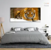 Quadros Decorativos Tigre Neve em tecido canvas 130x60 - Foto 6