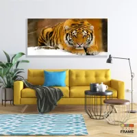 Quadros Decorativos Tigre Neve em tecido canvas 130x60 - Foto 7