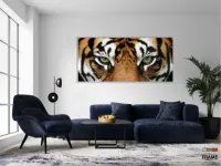 Quadros Decorativos Tigre Olhar Feroz 120x60 em tecido canvas 130x60 - Foto 4