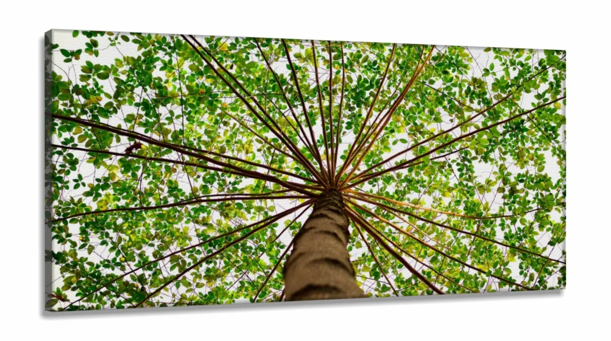 Quadro Árvore Folhagem Verde Mosaico Para Sala Hall em Tecido Canvas 130x60 Imagem
