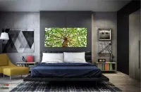 Quadro Árvore Folhagem Verde Mosaico Para Sala Hall em Tecido Canvas 130x60 - Foto 4