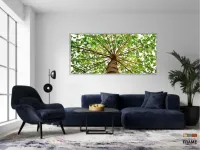 Quadro Árvore Folhagem Verde Mosaico Para Sala Hall em Tecido Canvas 130x60 - Foto 5