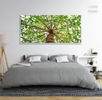 Quadro Árvore Folhagem Verde Mosaico Para Sala Hall em Tecido Canvas 130x60 - Foto 6