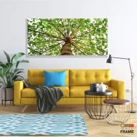 Quadro Árvore Folhagem Verde Mosaico Para Sala Hall em Tecido Canvas 130x60 - Foto 7