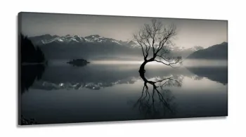Quadro Decorativo  Arvore Seca Rio Sala Quarto em Tecido Canvas
