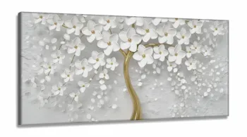 Quadro Decorativo  Sala Quarto Flores Cerejeirasem Tecido Canvas
