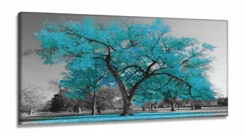 Quadro Decorativo 130x60  Sala Quarto Árvore Turquesa 1 em Tecido Canvas