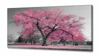 Quadro Decorativo 130x60 Sala Quarto Árvore Rosa Claro em Tecido Canvas - Foto 2
