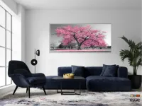 Quadro Decorativo 130x60 Sala Quarto Árvore Rosa Claro em Tecido Canvas - Foto 5