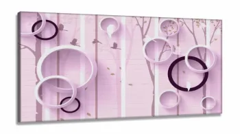 Quadro Decorativo Arcos Lilás Arvores  3d em Tecido canvas 130x60