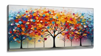 Quadro Decorativo Arvore Color em Tecido Canvas 130x60 cm