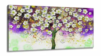 Quadro Decorativo Arvore Colorida Artistica em Tecido Canvas 130x60 cm