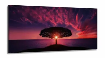 Quadro Decorativo Árvore De Coração em Tecido Canvas 130x60 Sala Quarto