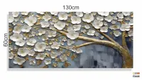 Quadro Decorativo Arvore Flores Brancas em Tecido Canvas 130x60 cm - Foto 3