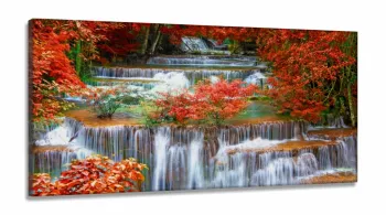 Quadro Decorativo Cachoeira Floresta Tropical 130x60 Sala em Tecido Canvas