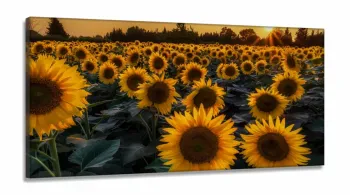 Quadro Decorativo Campo de Girasol em Tecido Canvas 130x60