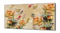 Quadro Decorativo Carpas e Flores  Estilo 3d em Tecido canvas 130x60 - Foto 2