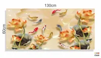 Quadro Decorativo Carpas e Flores  Estilo 3d em Tecido canvas 130x60 - Foto 3