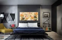 Quadro Decorativo Carpas e Flores  Estilo 3d em Tecido canvas 130x60 - Foto 4