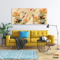 Quadro Decorativo Carpas e Flores  Estilo 3d em Tecido canvas 130x60 - Foto 7