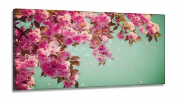 Quadro Decorativo Flor De Primavera Sacura 130x60  Sala em Tecido Canvas