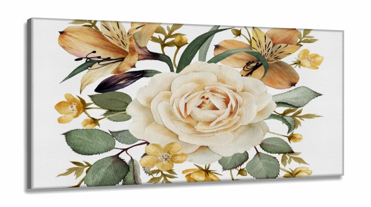 Quadro Decorativo Flor Grande 130x60 em Tecido Canvas Imagem