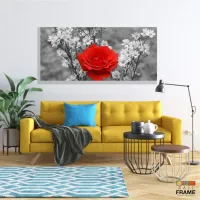 Quadro Decorativo Flor Vermelha Mosaico em Tecido Canvas 130x60 - Foto 7