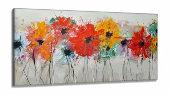 Quadro Decorativo Flores Abstrato Mosaico 130x60 sala quarto