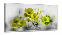 Quadro Decorativo Flores Amarelas 130x60 em Tecido Canvas