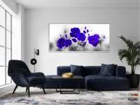 Quadro Decorativo Flores Azul 130x60 em Tecido Canvas - Foto 5