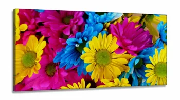 Quadro Decorativo Flores Coloridas Sala em Tecido Canvas 130x60