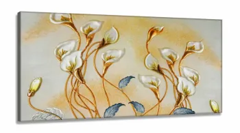 Quadro Decorativo Flores Copo de Leite em Tecido Canvas 130x60 cm